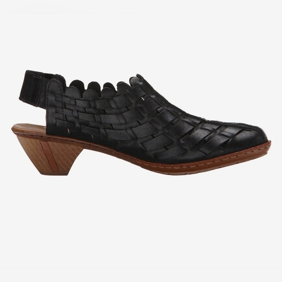 Rieker Sina Black Woven Leather Sandals Women's Size 42-10 Classic Boho Chic - Picture 3 of 15